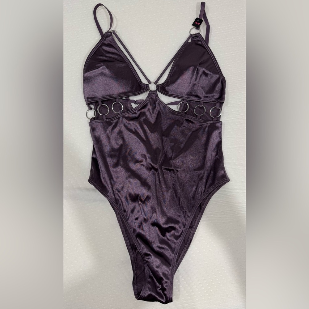 La SENZA Deep Plum One-Piece Swimsuit with Ring Cutouts